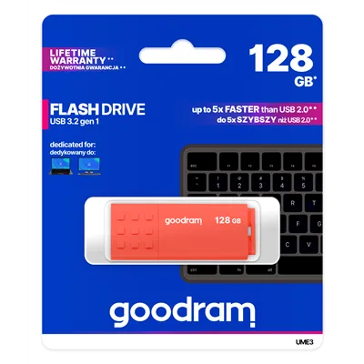 Goodram ume3 lápiz usb 128gb usb 3.0 naranja