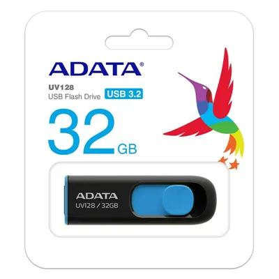 Adata lapiz usb uv128 32gb usb 3.2 negro/azul