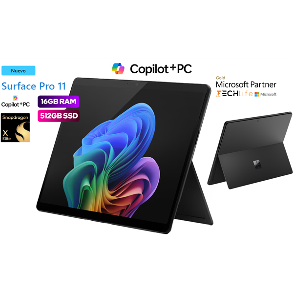 Microsoft Surface Pro 11 OLED IA Copilot+PC 13" Negro - Snapdragon X Elite 12xCore 16GB 512GB W11Pro