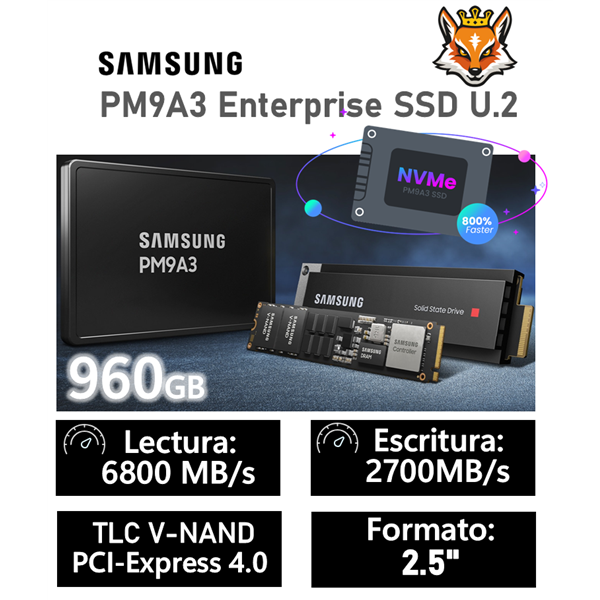 Samsung PM9A3 Enterprise SSD 960GB 2.5" PCI Express 4.0 NVMe V-NAND v6