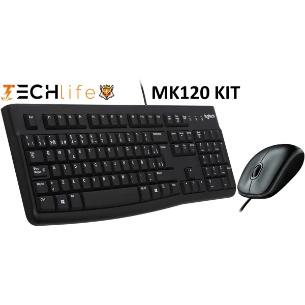 Logitech MK120 Kit Teclado + Ratón óptico USB Cable, 1000dpi