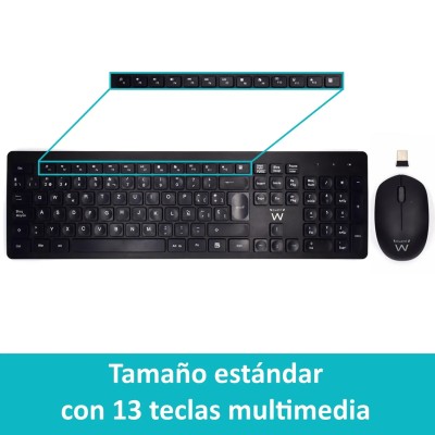 Ewent teclado+ratón inalámbrico ew3256 negro