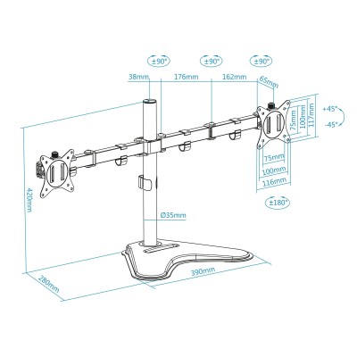 Soporte para 2 Monitores TooQ DB1702TN-B/ hasta 9kg