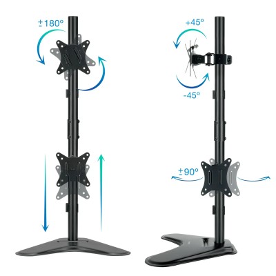 Soporte para 2 Monitores TooQ DB1703TNV-B/ hasta 9kg