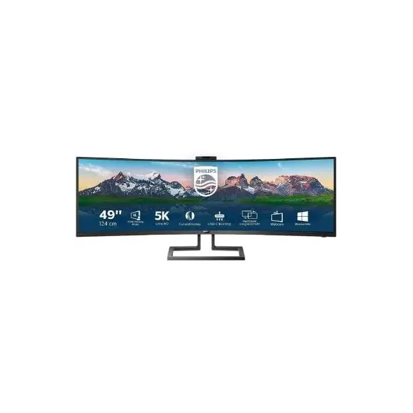 Monitor Profesional Ultrapanorámico Curvo Philips 499P9H 48.8'/ Dual QHD/ Webcam/ Multimedia/ Negro