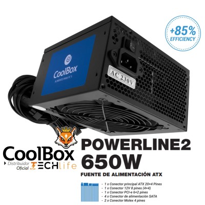 CoolBox PowerLine2 650W Fuente de alimentación ATX con