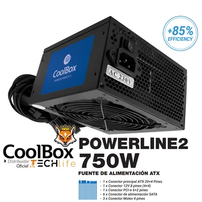 CoolBox PowerLine2 750W Fuente de alimentación ATX con