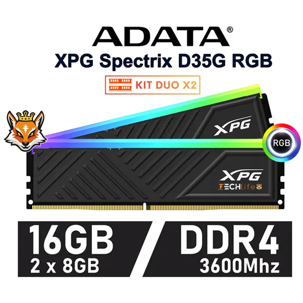 ADATA XPG Spectrix D35G RGB KIT 16GB DDR4 a 3600MHz CL18 1.35v (2x8GB)