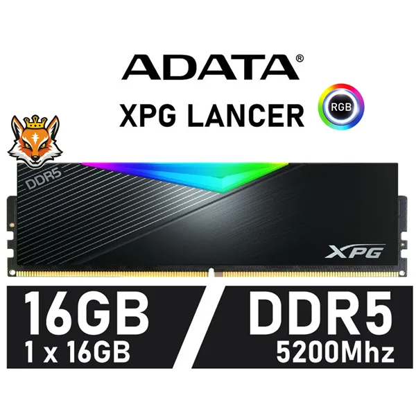 ADATA XPG Lancer RGB 16GB DDR5 5200MHz XMP CL38 1.25V