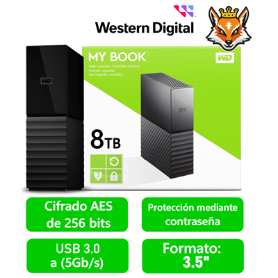 WD My Book 8TB 3.5" USB 3.0 Negro Disco Duro Externo