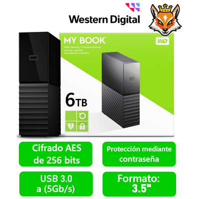 WD My Book 6TB 3.5" USB 3.0 Negro Disco Duro Externo