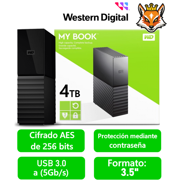 WD My Book 4TB 3.5" USB 3.0 Negro Disco Duro Externo