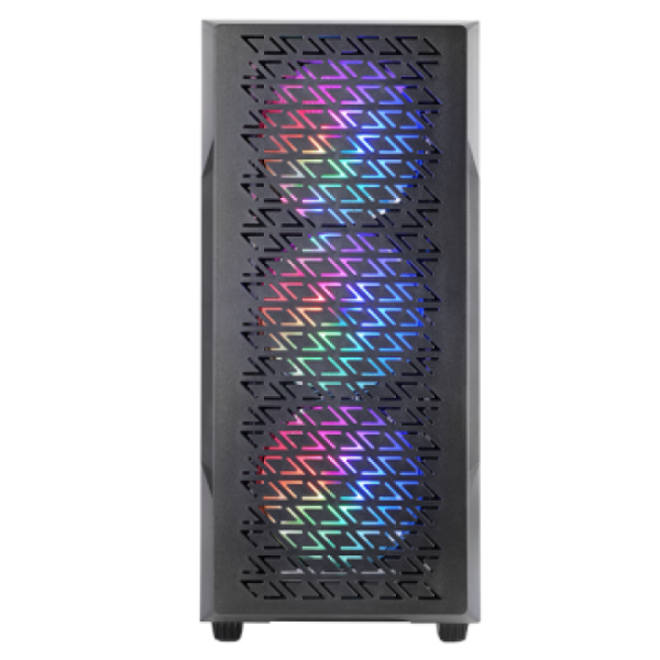 Caja Atx Semitorre Gaming Mars Gaming Mcgeo Frontal Negro De Malla Geometrica 4x120mm Frgb Rainbow