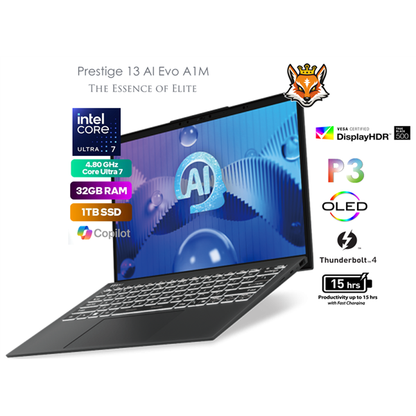 MSI Prestige 13 AI Evo A1MG-024ES Intel Core Ultra 7-155H 32GB 1TB 13.3" 2.8K OLED W11