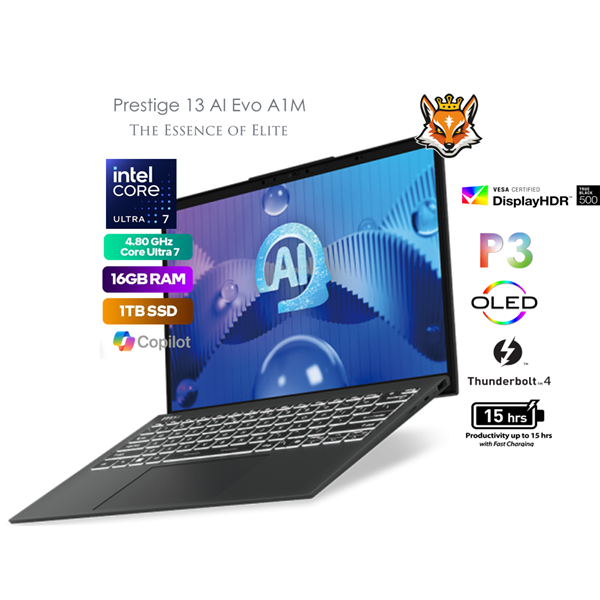 MSI Prestige 13 AI Evo A1MG-025ES Intel Evo Core Ultra 7-155H 16GB 1TB SSD 13.3" QHD+