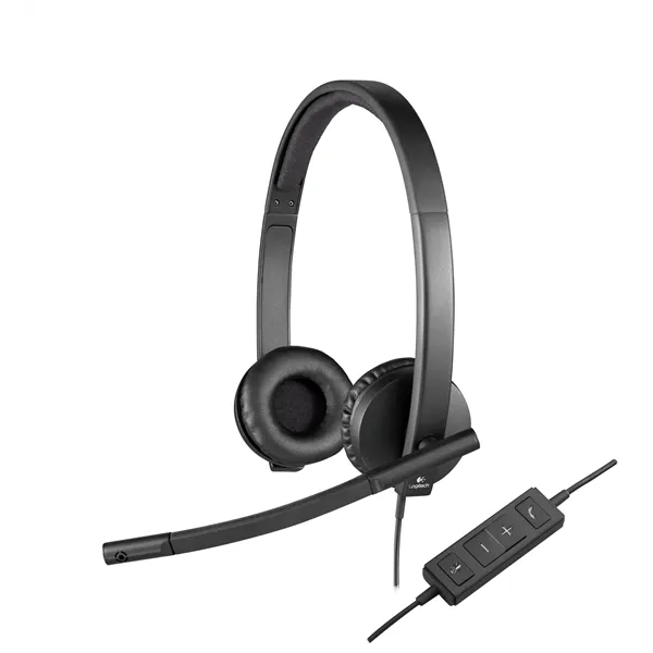 Logitech H570e Auriculares con microfono, USB, Supresión de ruido,Cable, PC/Mac/Portátil, Negro