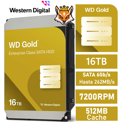 WD Gold Nivel empresarial 16TB 7200rpm HDD 3.5" 512MB SATA 6GB/s