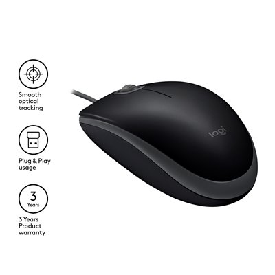 Logitech B110 Silent ratón Oficina Ambidextro USB tipo A Óptico