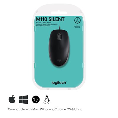 Logitech B110 Silent ratón Oficina Ambidextro USB tipo A Óptico