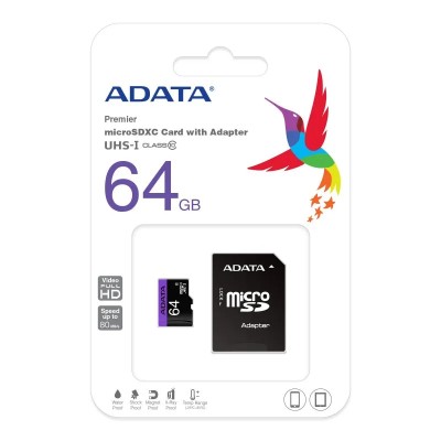 Adata microsdhc 64gb uhs-i class10 c/adapt