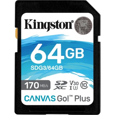 Kingston CANVAS Go! Plus 64GB SD XC UHS-I/U3/C10/ V30 a 170MB/s