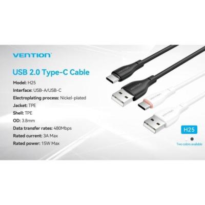 Cable USB Tipo-C Vention H25WF/ USB Tipo-C Macho - USB Macho/