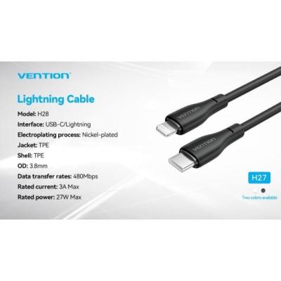 Cable USB Tipo-C Lightning Vention H28BF/ USB Tipo-C Macho -