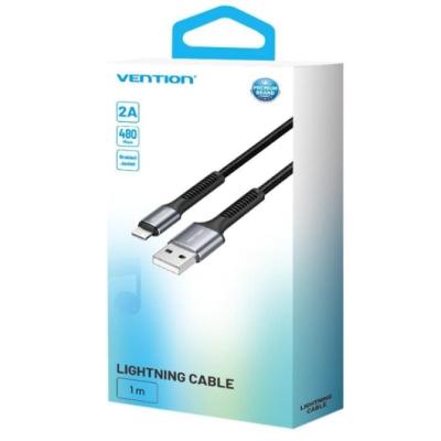 Cable USB 2.0 Lightning Vention H14BF/ Lightning Macho - USB