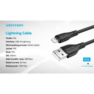 Cable USB 2.0 Lightning Vention H26BF/ Lightning Macho - USB