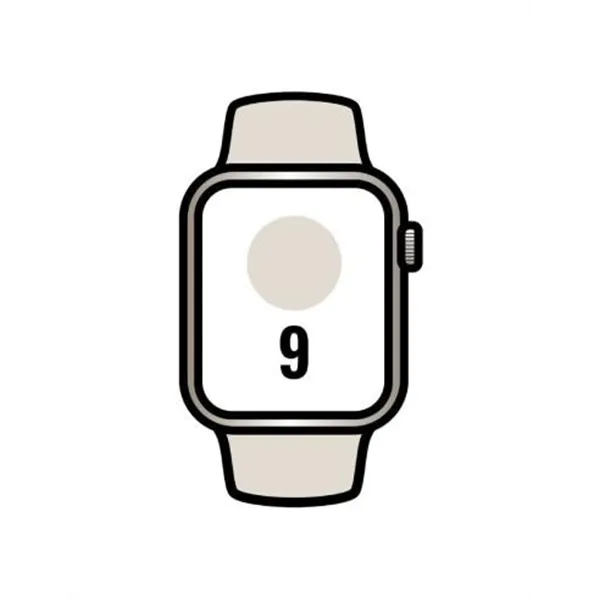 Apple Watch Series 9/ GPS/ 45mm/ Caja de Aluminio Blanco Estrella/ Correa Deportiva Blanco Estrella S/M