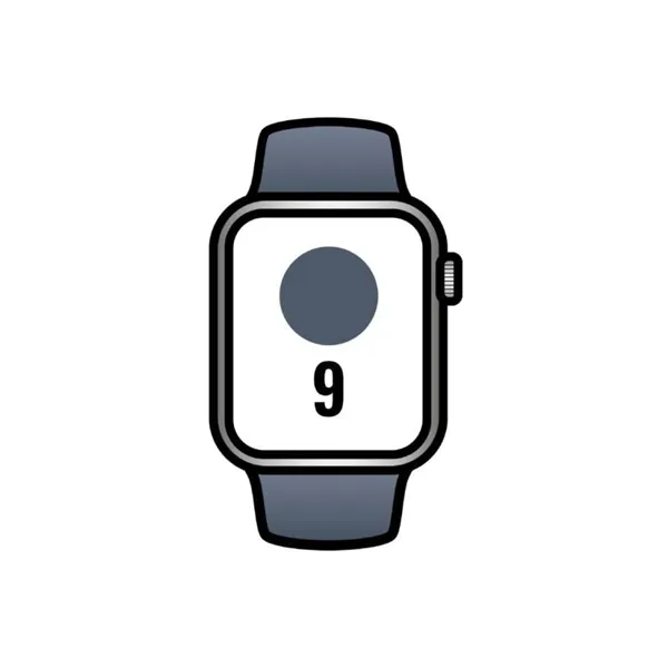 Apple Watch Series 9/ GPS/ 45mm/ Caja de Aluminio Plata/ Correa Deportiva Azul Tempestad M/L