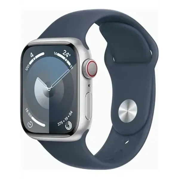 Apple Watch Series 9 (GPS + Cellular) 41mm aluminio plateado con correa deportiva M/L azul tempestad