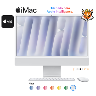 Apple iMac 24" 4,5K ( 2024) Plata M4 CPU x10/GPU x10 16GB 512GB