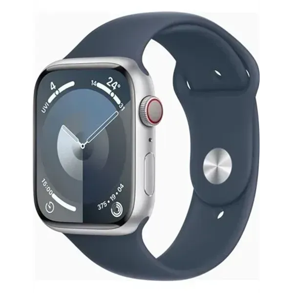 Apple Watch Series 9 (GPS + Cellular) 45mm aluminio plateado con correa deportiva S/M azul tempestad