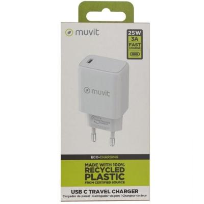 Cargador de Pared Muvit For Change MCACC0038/ 1xUSB Tipo-C/ 25W