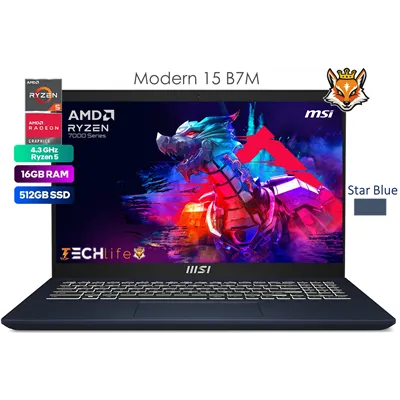 MSI Modern 15 B7M-059XES Star Blue AMD Ryzen 5 PRO 7530u 16GB