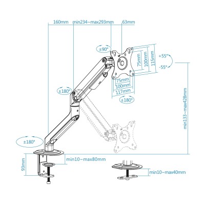 Soporte para Monitor TooQ DB4032TNR-G/ hasta 9kg