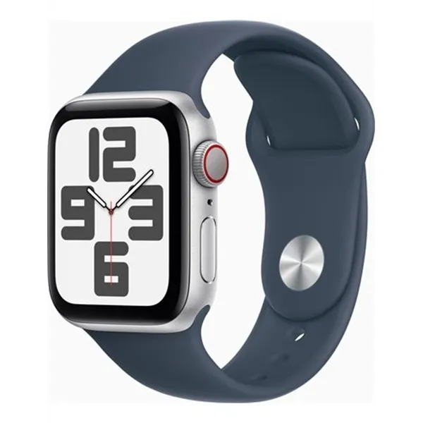 Apple Watch SE 2 Gen 2023/ GPS/ Cellular/ 44mm/ Caja de Aluminio Plata/ Correa Deportiva Azul Tempestad S/M