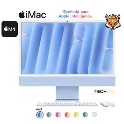 Apple iMac 24" 4,5K ( 2024) Azul M4 CPU x10/GPU x10 16GB 256GB