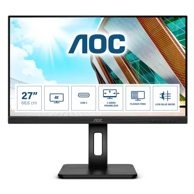 Monitor Profesional AOC U27P2CA 27'/ 4K/ Multimedia/ Negro