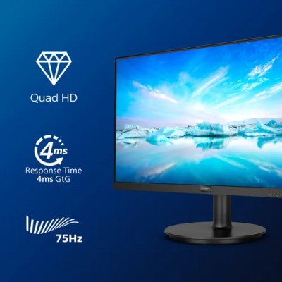 Monitor Profesional Philips 275V8LA 27'/ QHD/ Multimedia/ Negro