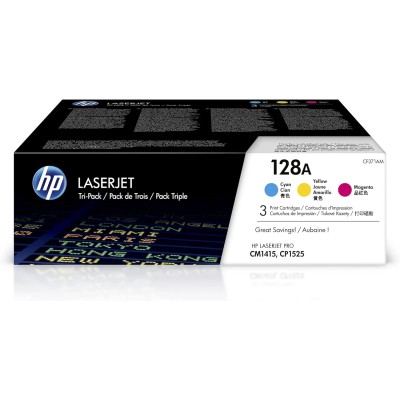 HP 128A Multipack Cian Magenta Amarillo Original | Tóner CF371AM