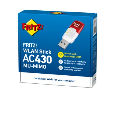 Fritz! wlan stick tarjeta red wifi ac430 usb