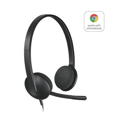 Logitech H340 Auriculares con Micrófono para PC, USB Negros