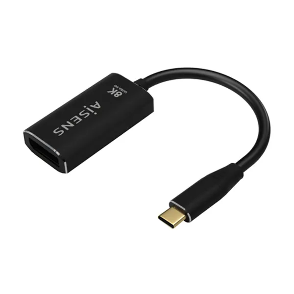 Conversor Aisens A109-0690/ USB Tipo-C Macho - DisplayPort Hembra/ Hasta 27W/ 1250Mbps/ 15cm/ Negro