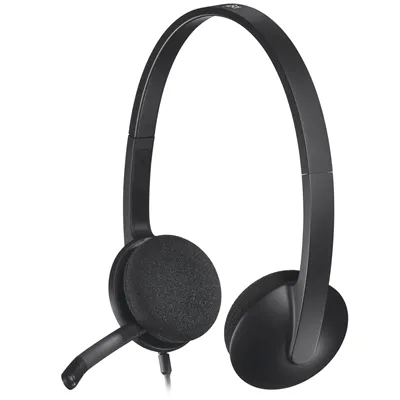 Logitech H340 Auriculares con Micrófono para PC, USB Negros