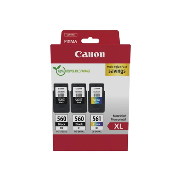 Cartucho de Tinta Original Canon PG-560XL + CL-561XL Multipack Alta Capacidad/ 2x Negro/ Tricolor