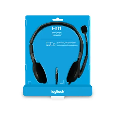 Logitech H111 Auriculares con Micrófono para PC, Jack 3.5