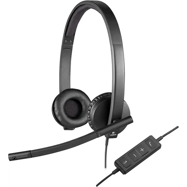 Logitech H570E Auriculares con Micrófono con Supresión de Ruido para PC, USB Negros