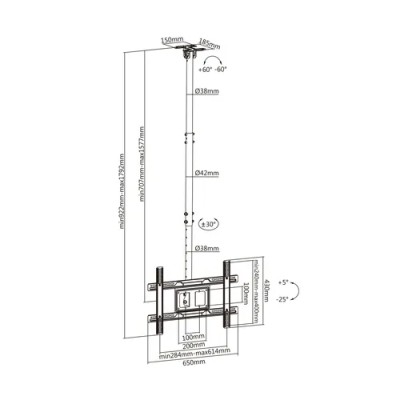 Soporte de Techo Giratorio/ Inclinable/ Extensible Aisens